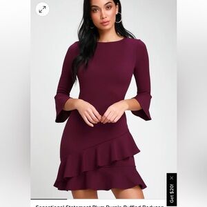 Lulus Sensational Statement Plum Purple Ruffled Bodycon Dress